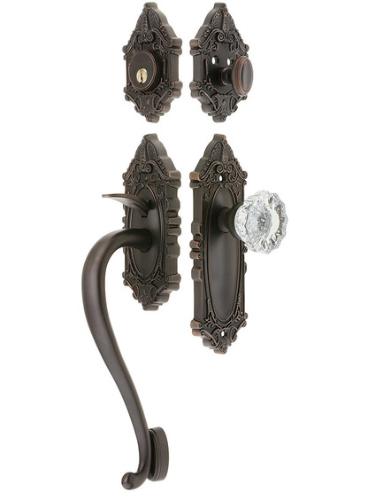 Grandeur Grande Victorian Thumblatch Entrance Set With Versailles Knob in Oil-Rubbed Bronze.